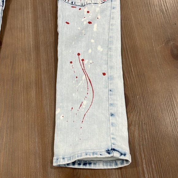 Waimea Paint Splatter Black Distressed Motto Denim skinny fit Jean size 20 - Picture 10 of 16